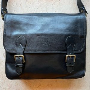 100% Genuine Leather Satchel Crossbody Bag, Made in Italy